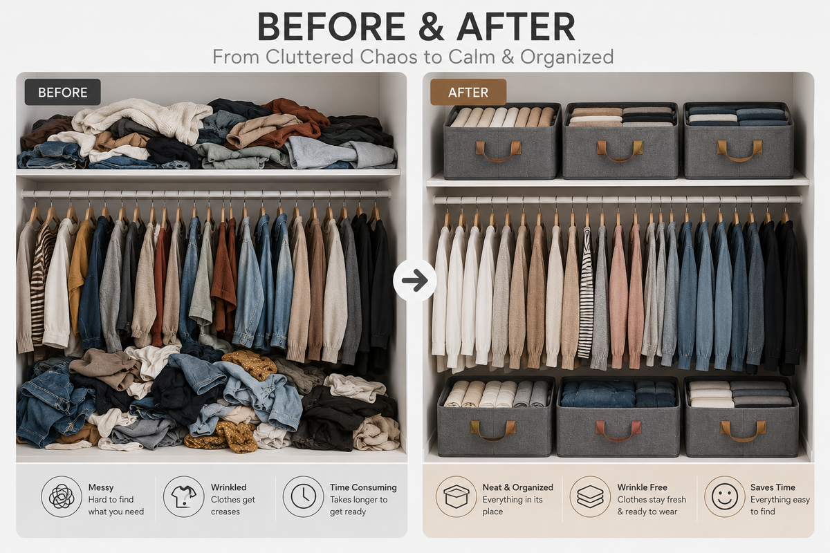 Foldable Clothes Organizer (Pack of 2 )