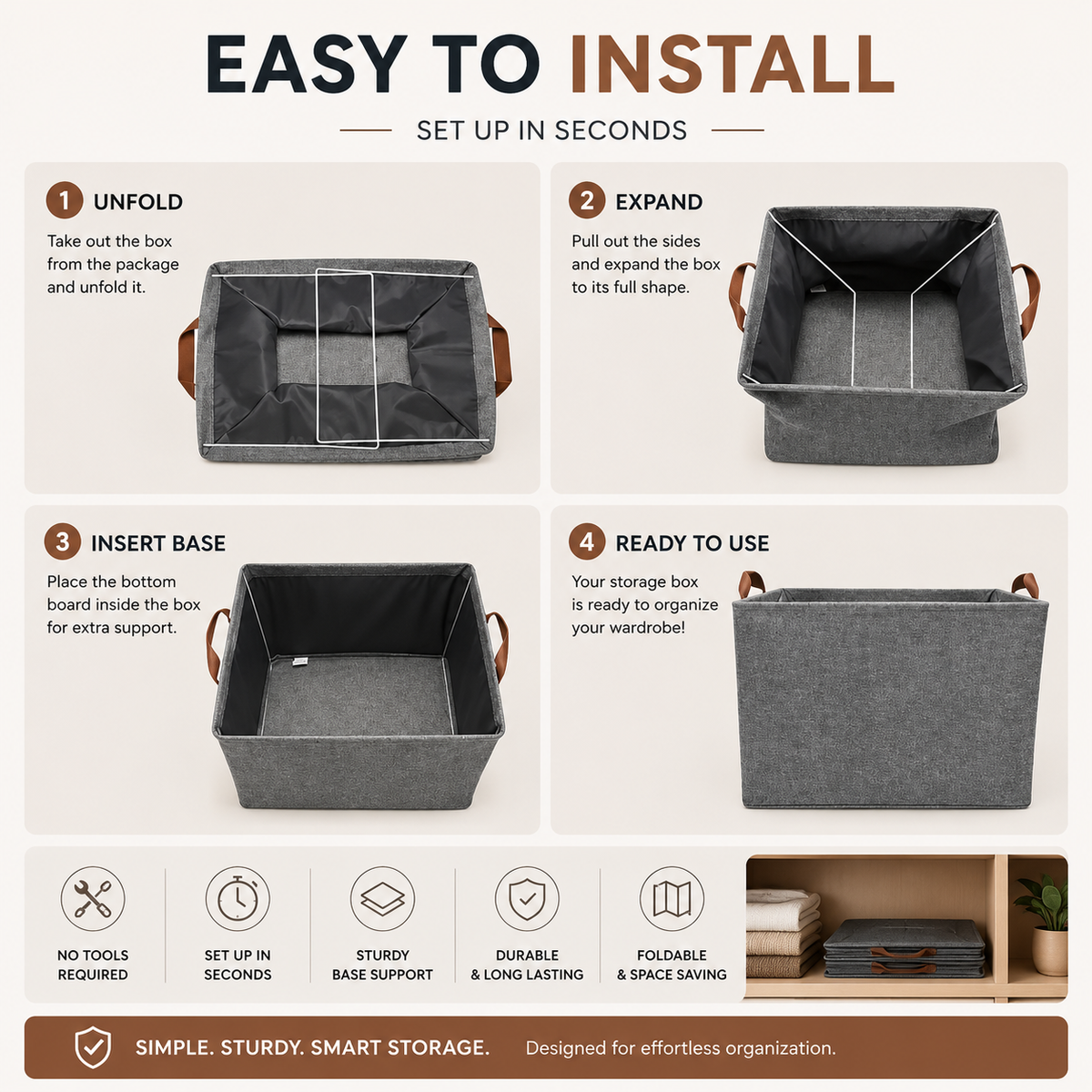 Foldable Clothes Organizer (Pack of 2 )