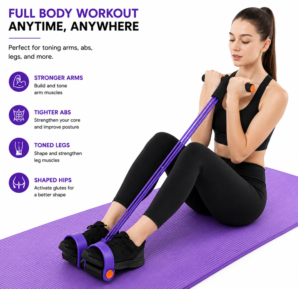 4-Tube Yoga Pedal Pull Reducer Resistance Band, Crossfit Exercise Fitness Tummy Body Building Equipment, for Abdomen/Waist/Arm/Leg Stretching...